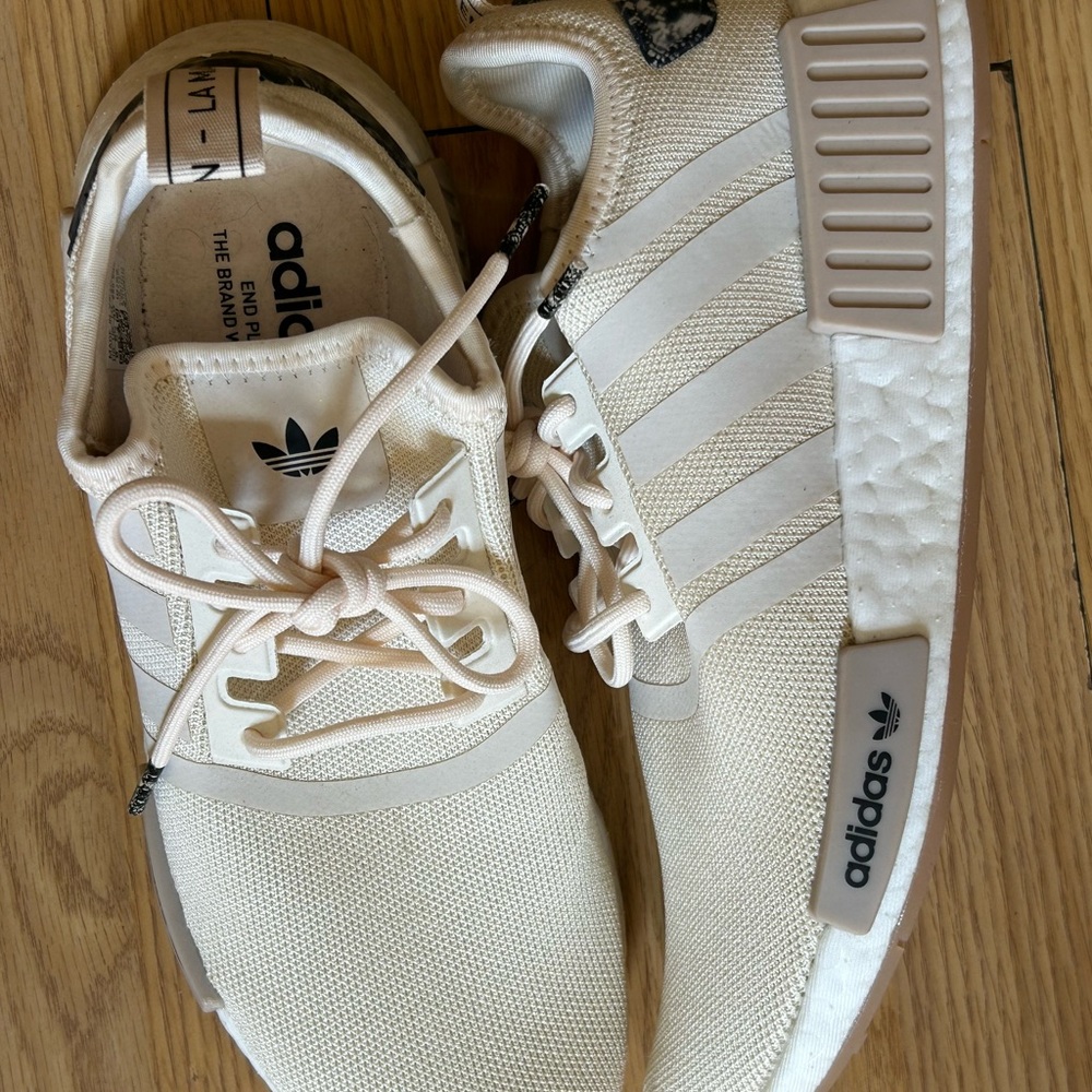 Adidas Beige and White NMD Sneakers